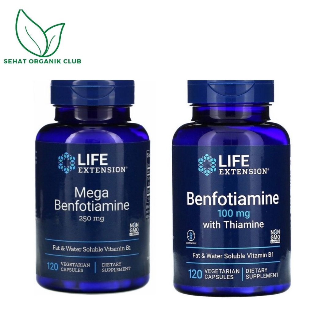 Life Extension Mega Benfotiamine 250 mg 120 Caps ; Benfotiamine with Thiamine 100 mg 120 Vegetarian 
