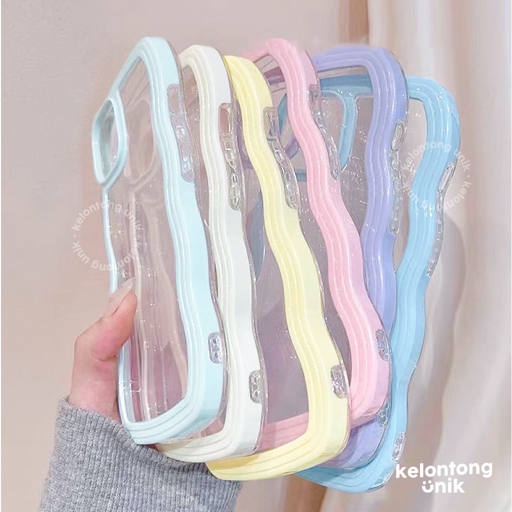 (Seri 1) For iPhone - 2 in 1 Double Protection Pastel Wavy Case/ Curly Edge Case