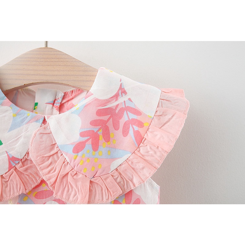 BIBUB - G26 DRESS BAYI PEREMPUAN IMPORT CASUAL DENGAN TAS STRAW BAG MOTIF BUNGA BUNGA IMPORT / BAJU PANTAI ANAK BAYI LUCU / BALI DRESS-2