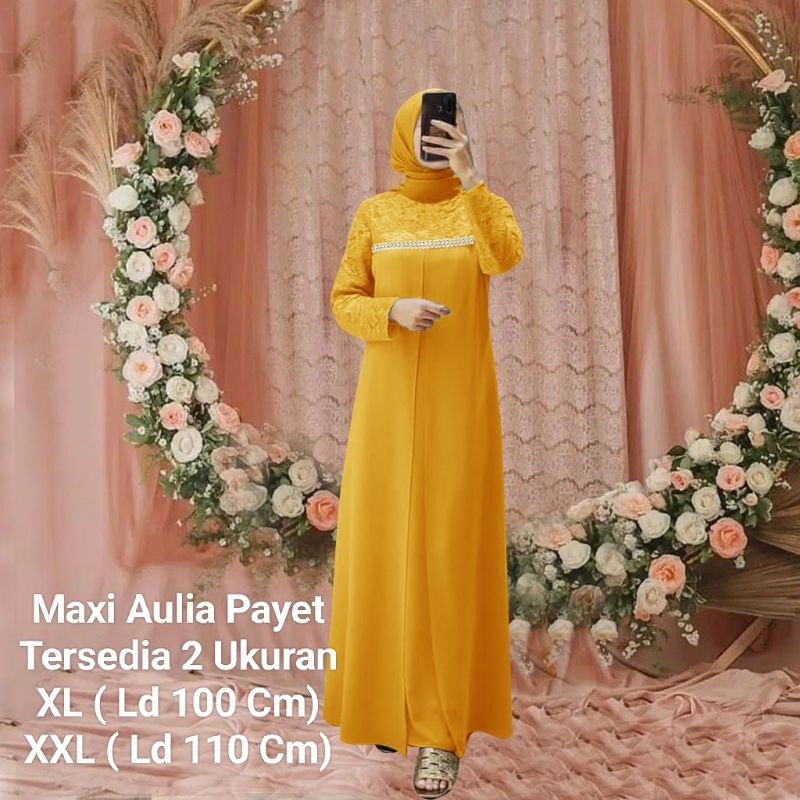 Gamis Perempuan Dewasa Terbaru Maxi Aulia Payet Matt Moscrepe Ukuran Jumbo Model Kekinian Good qualty premium