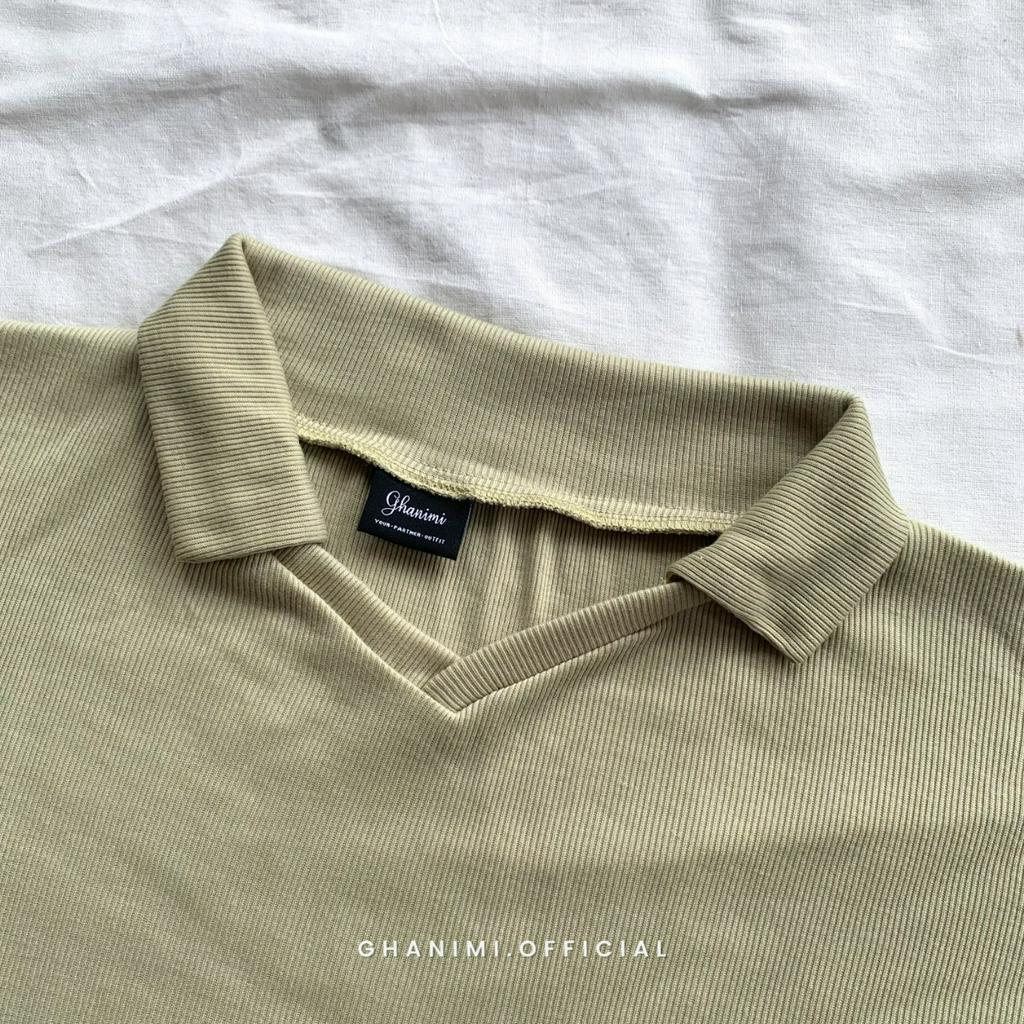 Ghanimi - Neika Blouse / Blus Rajut Polos / Blus daily kerja / Blus Santai Casual / Blus polos / atasan crop tee / Atasan tangan panjang / atasan polos berkerah / baju kerja timeless