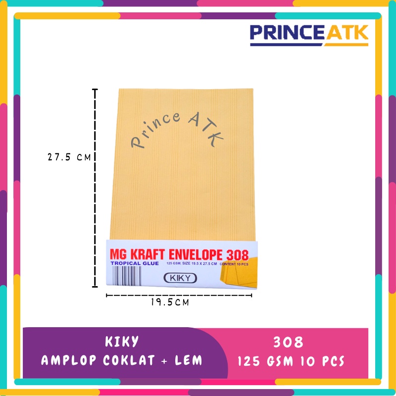 

[20 PACK] AMPLOP COKLAT + LEM KIKY 308 125gsm / KRAFT ENVELOPE ISI 10 LBR / PACK