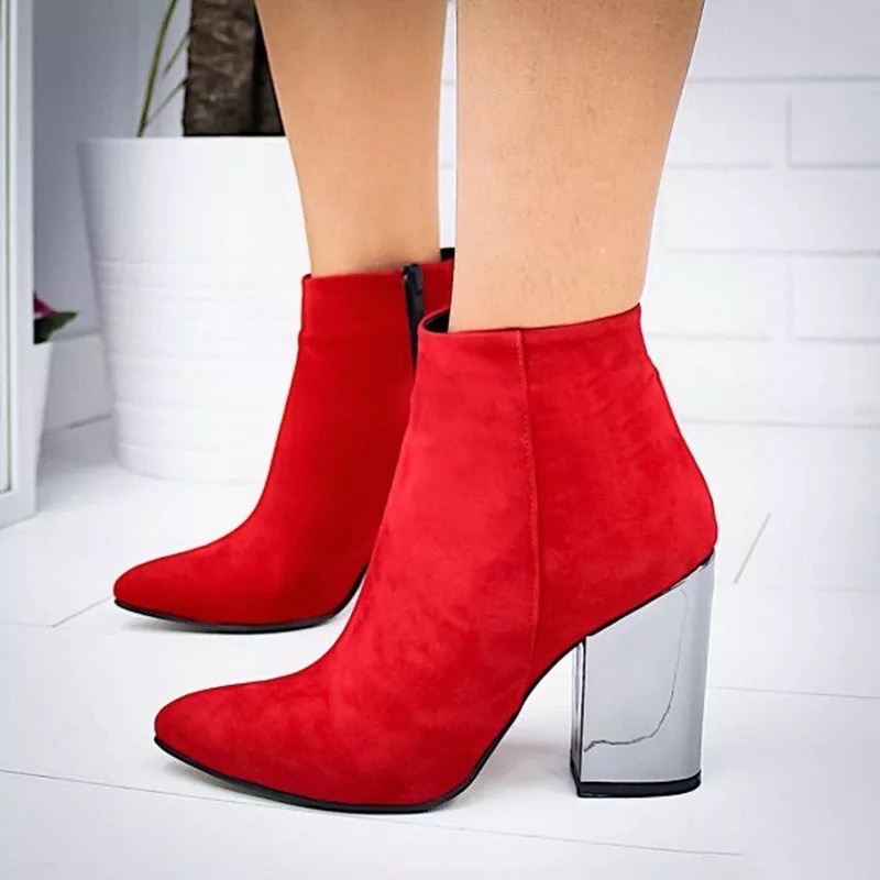 Suede Ankle Heels Boots  Boots Hak tinggi