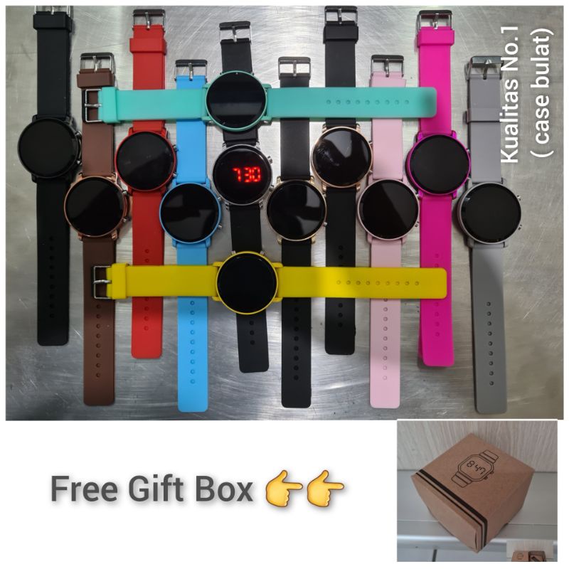 Jam Led Bulat original Free Gift box