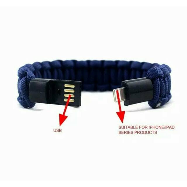 RECOMMENDED Paracord Charger Bracelet Lightning Cable Gelang kabel Micro Usb