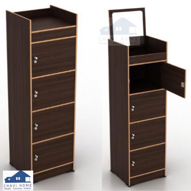 Rak susun dengan pintu 4 susun lengkap dengan kaca rak serbaguna lemari pakaian rak buku