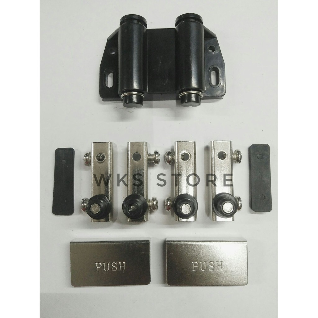 Paket Engsel kaca jepit + Magnet Double + Push Double