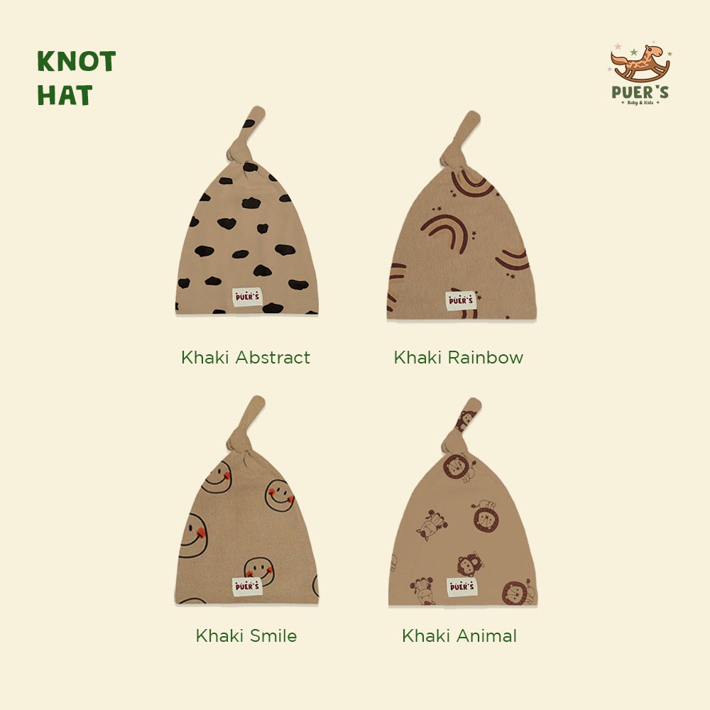 KNOT HAT NEWBORN (TOPI BAYI) PUER’S MOTIF  (CODE AWALAN HURUF K-L)