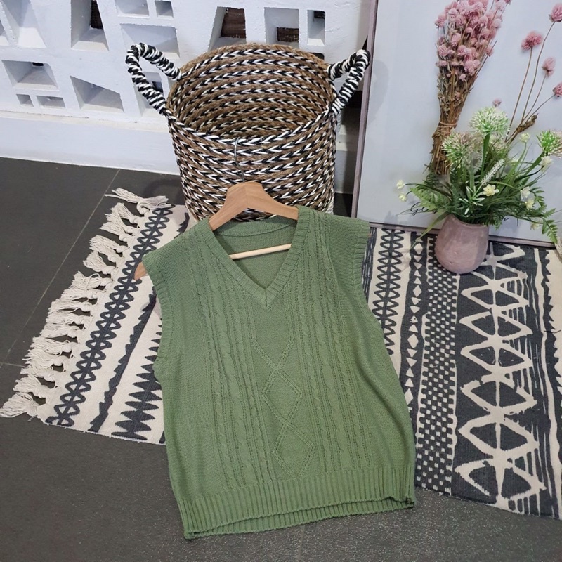 YOORA VEST rompi rajut wanita baju rajut wanita