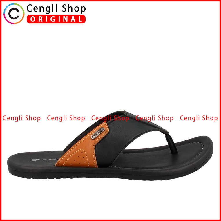 SANDAL JEPIT PAKALOLO PRIA ORIGINAL CASUAL KULIT ASLI HITAM PB36