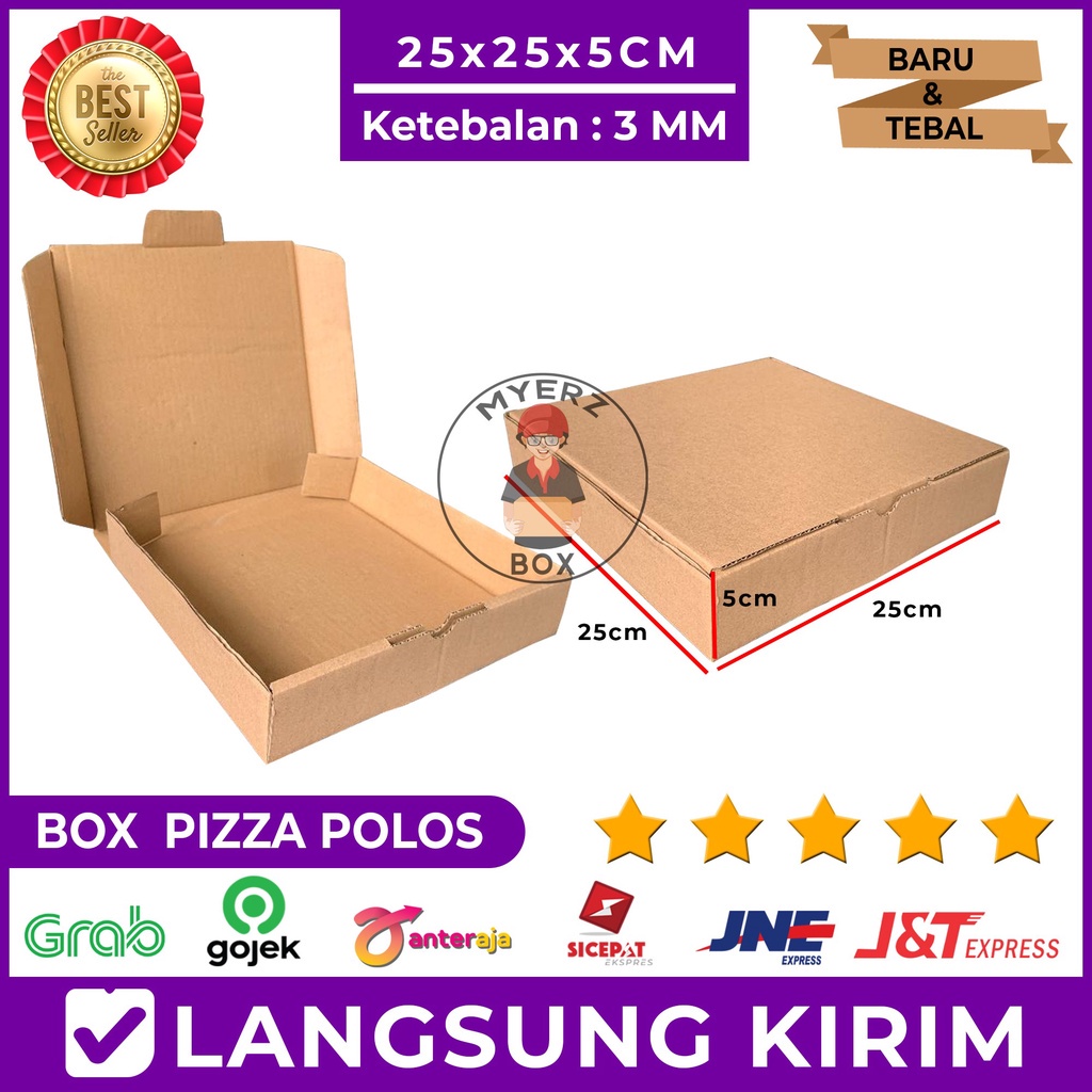 

Kardus Die Cut Pizza Polos 25X25X5 Cm Single Wall, Tebal 3 MM