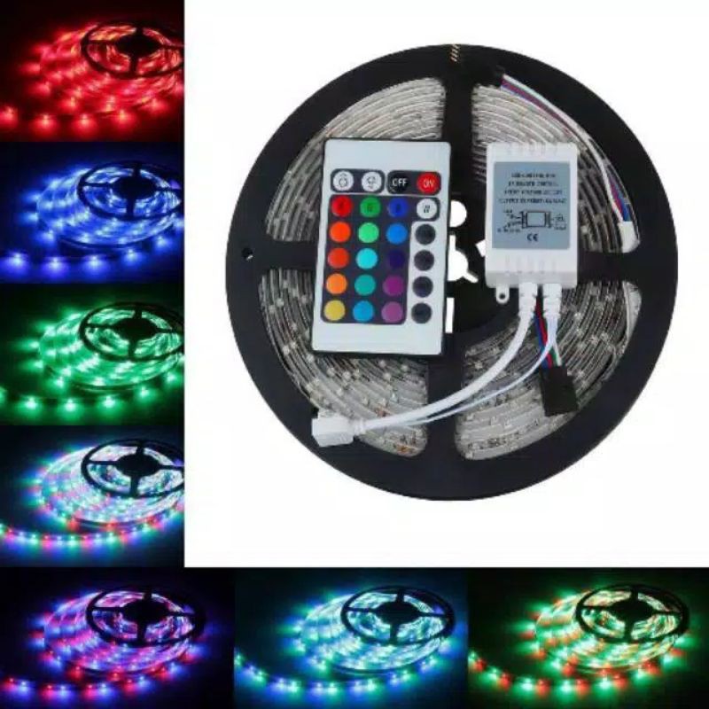 Lampu Led Strip 3528 2835 5050 Rgb Warna Warni IP 44 Adaptor Remote Lampu Tik Tok