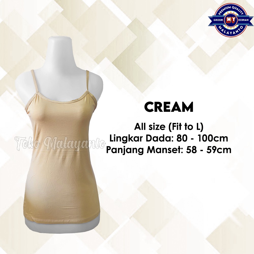 Tanktop Tali Kecil Renda Polos Warna Ukuran All Size Ready Stok!!-Cream/Kulit