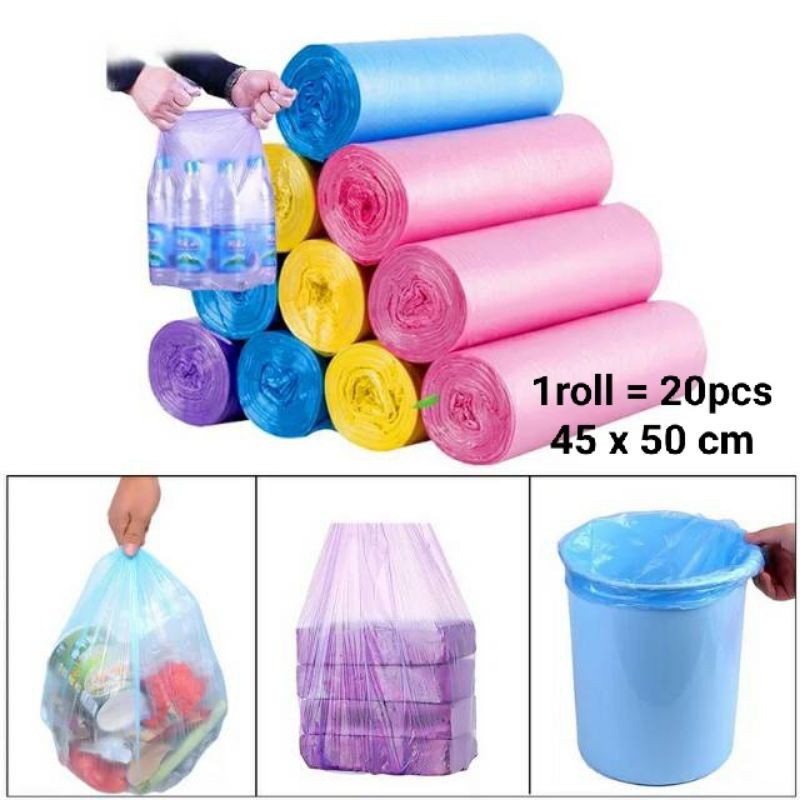 Kantong Plastik Sampah Roll Rumah Tangga | Plastik Kresek 1Roll = 20Pcs Disposable Garbage Bag