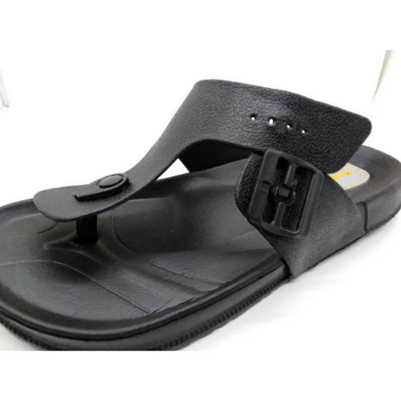 Sandal Pria Kinbos Hitam Selop 40-44 Sendal Birken Slide Slip On Gesper Tali Strip Dua Karet Slop Kokop Lentur Awet Tahan Lama Empuk Cowo Cowok Laki