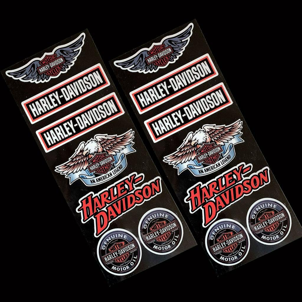 Stiker Vinyl Reflektif Motif Harley Davidson Warna Biru Untuk Fender Samping Motor / Sepeda / Yamaha / Honda / Suzuki / Kawasaki