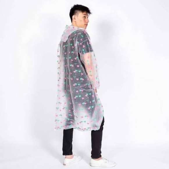 Jas Hujan Wanita Terusan Travelling Stylist Fashion Raincoat Transparan Motif