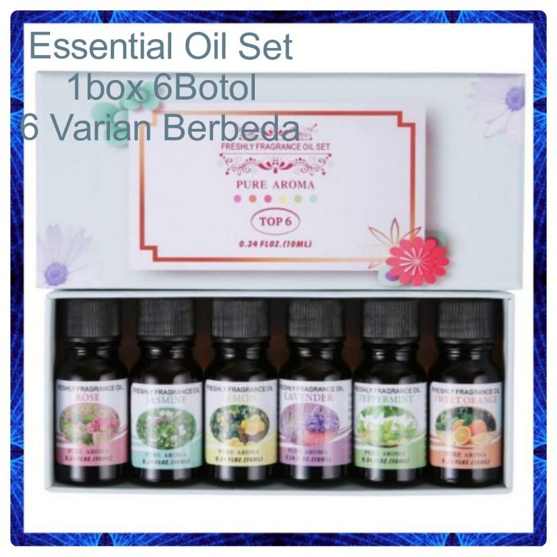Essential oil SET 6 IN 1 DISFUSER AROMA RUANGAN PEWANGI FRAGANCE OIL AROMATERAPI AROMATHERAPY DISFUS