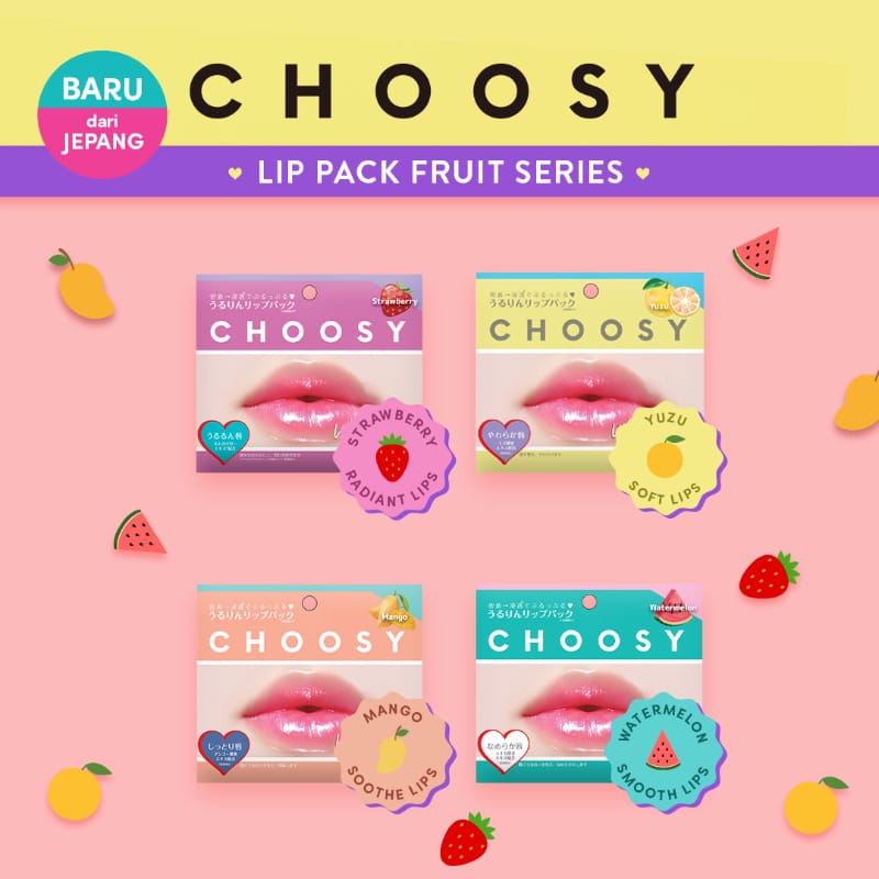 ⭐ BAGUS ⭐  CHOOSY LIP PACK | Lip Gel Mask | Masker Bibir | Fruit | Honey | Pink Pearl | Watermelon Mousturizing Smoothing Tightening