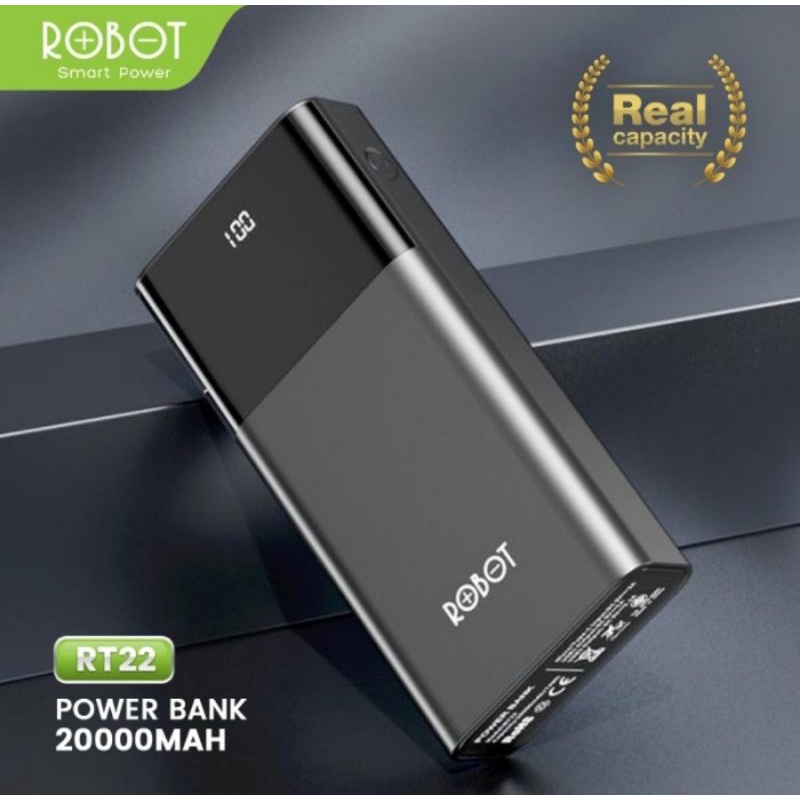 PowerBank ROBOT 20000mah RT22 Dual Port Input &amp; Output Original Led