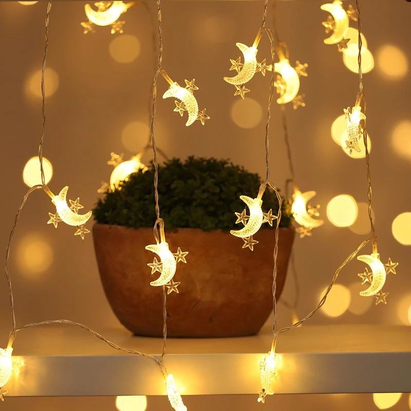 [1.5M/3M Warm White &amp; Colorful Curtain Fairy Lights] [Battery Powered Copper Wire Stars and Moon Fairy Lights] [Indoor Led String Lights] [Decorative Night Light]