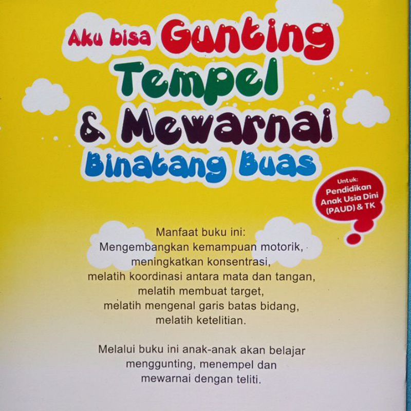 Buku Aku Bisa Gunting Tempel Dan Mewarnai Binatang Buas