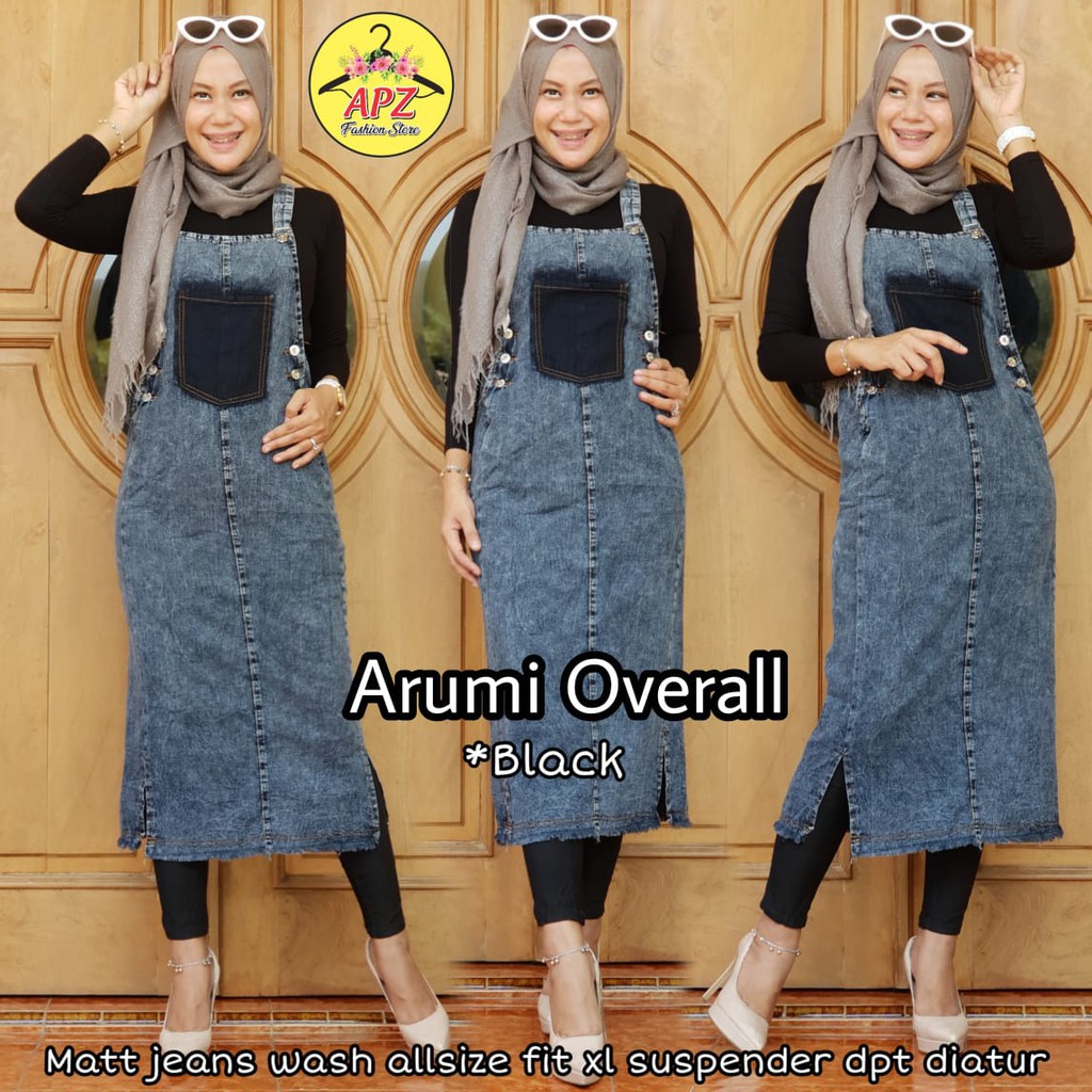 NEW OVERALL!! ARUMI BLACK SERIES MATT JEANS WASH SUSPENDER DAPAT DIATUR