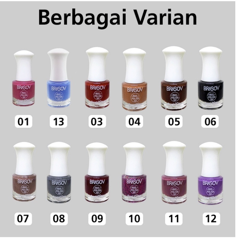 BRASOV Kutek / Cat Kuku Kupas 12 Pcs 9 ML Nail Polish Peel Off BPOM Kutex Muslimah