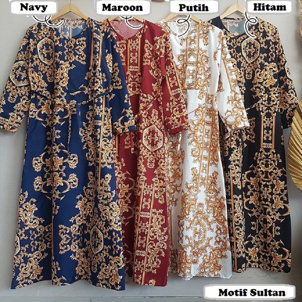 (1KG = 6PCS) GAMIS KATUN MOTIF MONALISA SUNRISE ZEFANYA JUMBO /gamis katun jepang murah Size XL-JUMB