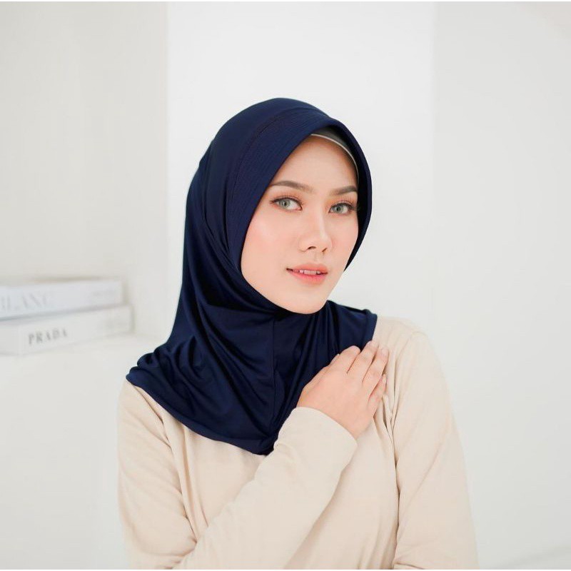 jilbab olahraga / hijab instan sport/ hijab silat / voly warna mocca-NAVY