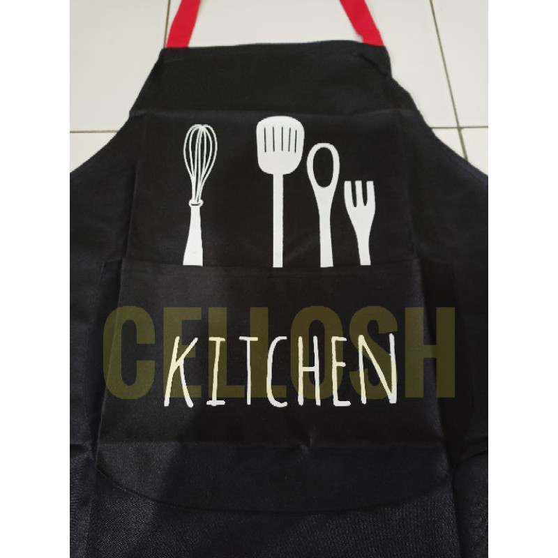 Celemek Masak Apron Barista Chef Masak Dapur Apron Waterproof Anti Kotor  - Black