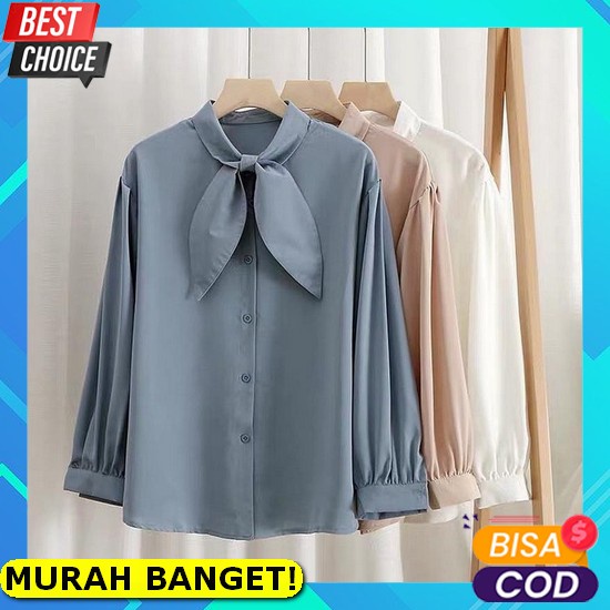 Baju Atasan Cewek Kekinian Lengan Panjang Dewasa Import Murah Terbaru Hem Wanita Kotak Cod - Wafel T