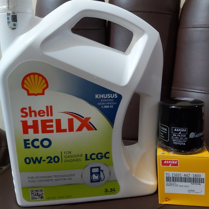 Paket Oli Shell Helix ECO 0W-20 + Filter Oli Agya/ Ayla/ Sigra/ Calya