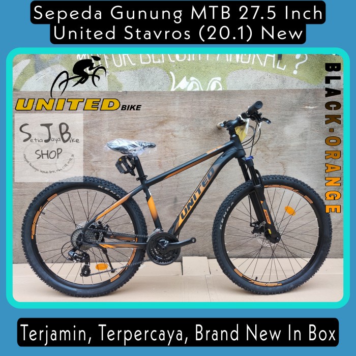 KHUSUS GOJEK/GRAB Sepeda Gunung MTB 27.5 Inch UNITED STAVROS New - Black Orange