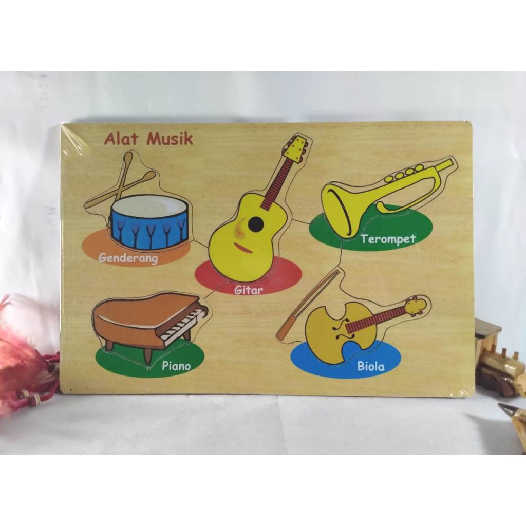 PUZZLE KAYU / MAINAN EDUKASI - PUZZLE GAMBAR ALAT MUSIK. RIENS COLLECTIONS