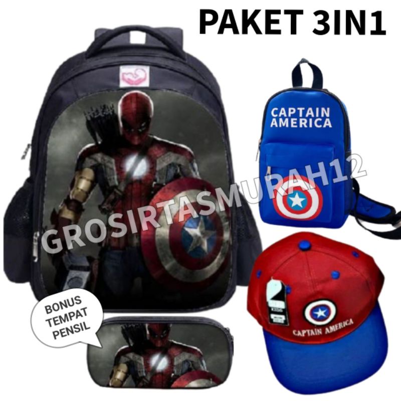 Tas ransel anak laki-laki Karakter super Hero Banyak Bonus- tas anak-Tas Anak Sekolah-Ransel Anak