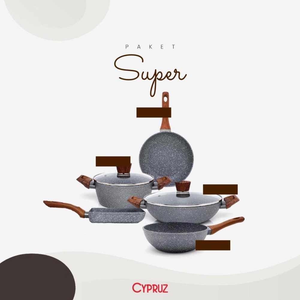 Cypruz marble set Original Wajan Penggorengan anti lengket keramik Cyprus ori Fry pan Cookware murah