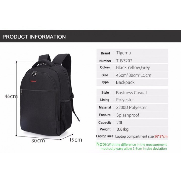 Original TIGERNU T-B3207- 15.6 Inch - Anti Theft - Grey (Tas Laptop)