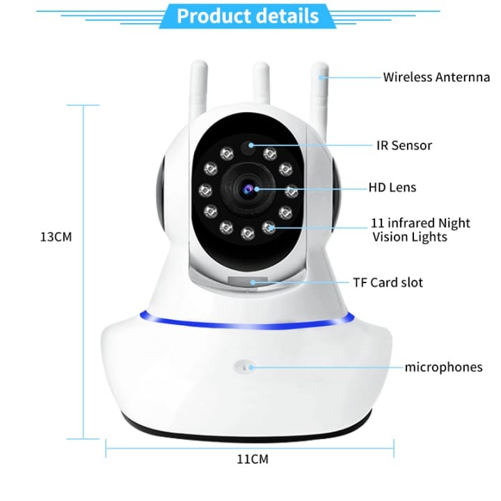 IP CAMERA CCTV WIRELESS WIFI ROTARY 3 ANTENA 1080HD/IP CAM HOME SECURITY APP V380 KAMERA