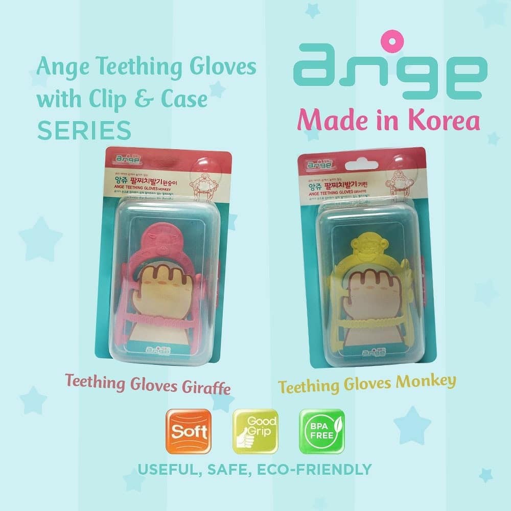 Ange Teething Gloves Pink Giraffe With Case Shopee Indonesia