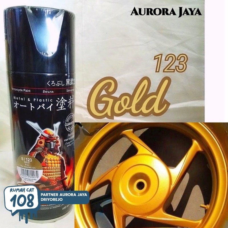 

Rumah Cat - Samurai Paint Gold 123 Cat Semprot Pilox Emas Mengkilap Tahan Bensin 400ml | Rumah Cat Mobil dan Motol