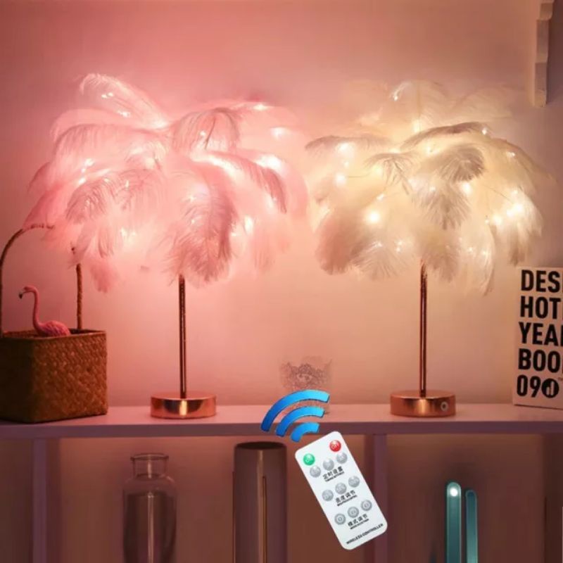 Feather table lamp lampu meja bulu angsa