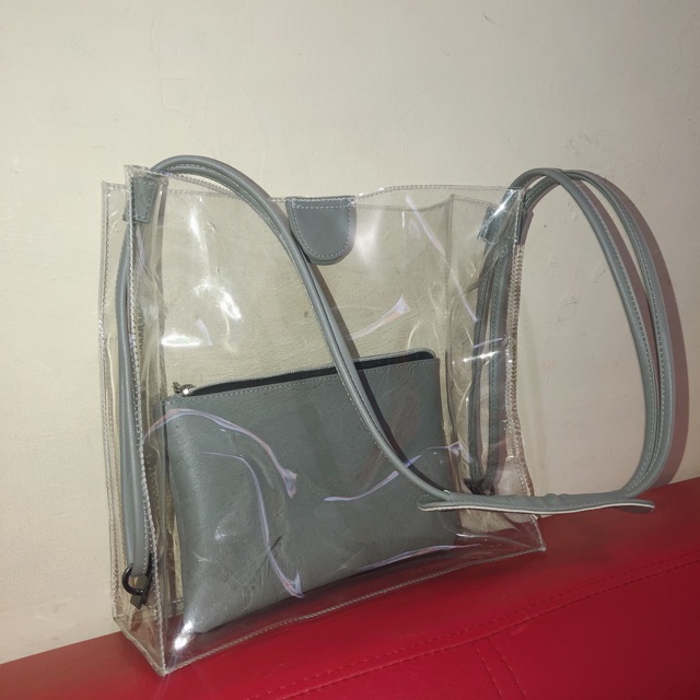 [PRELOVED] Naomi Bag Greg + pouch (transparent) by Lozy
