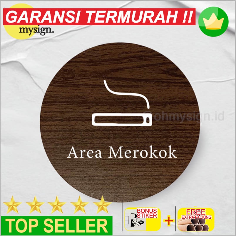 

Terlaris Area Merokok Sign Board Kayu Bulat Print Signage Label Nama Keren