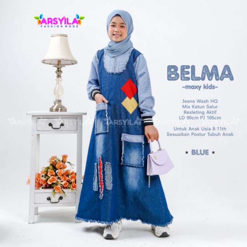 dress Jeans levis halus Gamis Anak Remaja Tanggung Perempuan Usia 8-11tahun Gamis Jeans Halus Adem