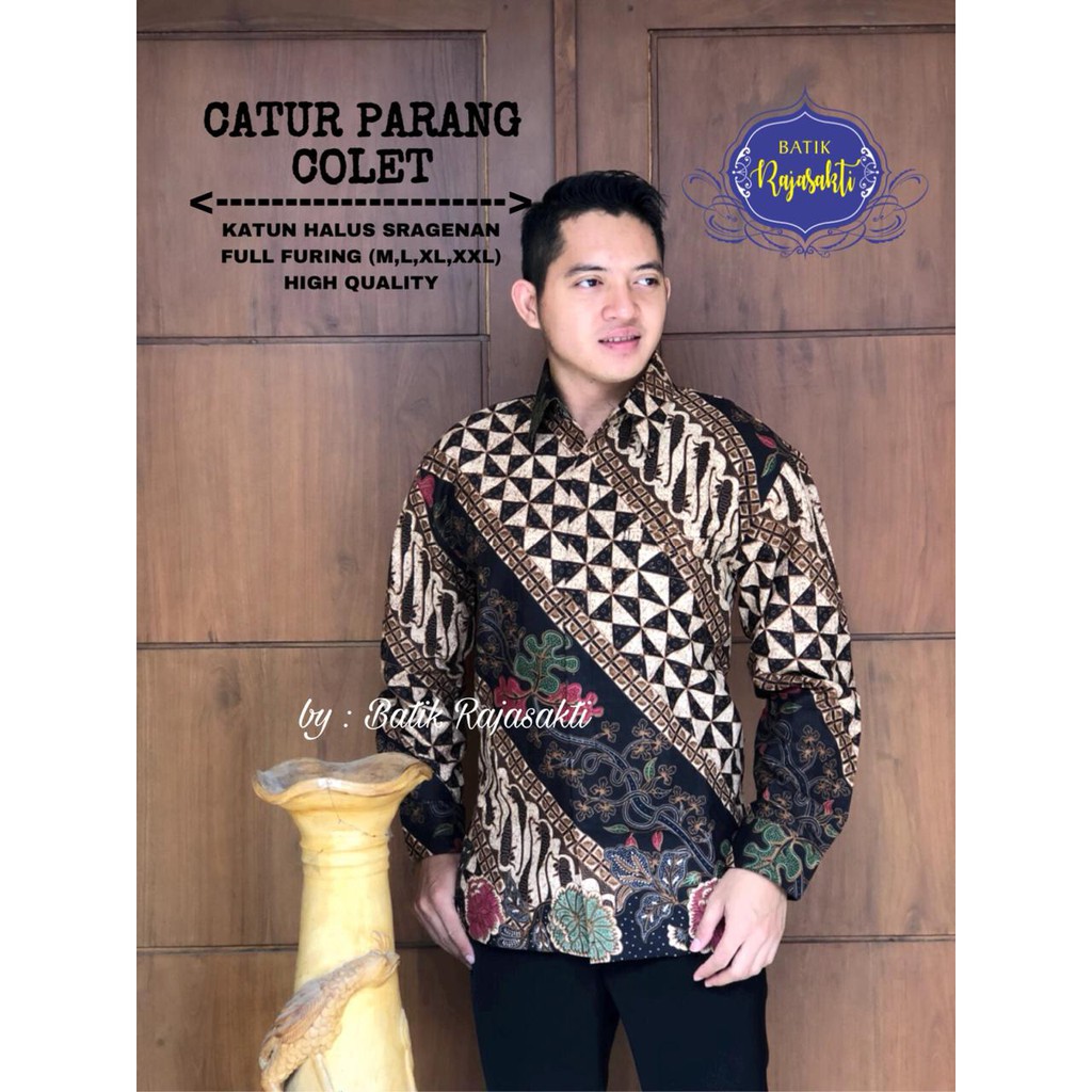 CATUR PARANG COLET Kemeja Batik Pria Lengan Panjang Katun Halus FULL FURING Rajasakti