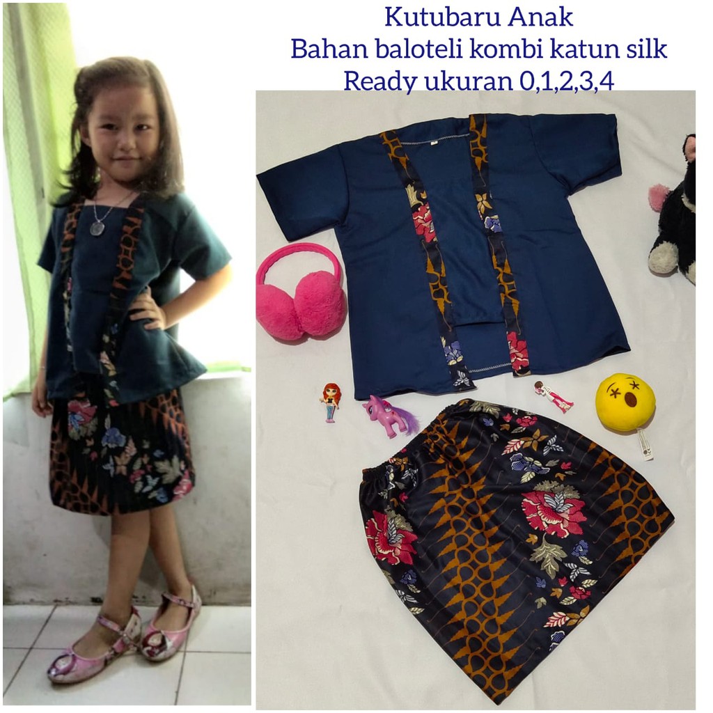 SB Collection Stelan Kebaya Galfin Kartini KutuBaru Dan Rok Midi Batik Anak Perempuan