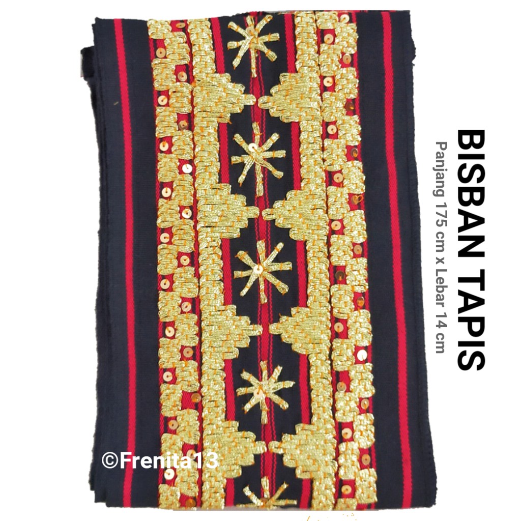 [BISA COD] Bisban / Selendang / List Tapis Khas Lampung asli Sulaman-Bintang catur hitam