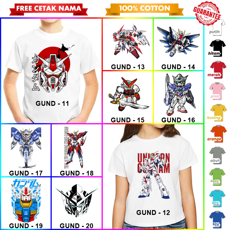 [FREE NAMA!!] Baju Kaos COUPLE  ANAK DAN DEWASA GUNDAM BANYAK MOTIF