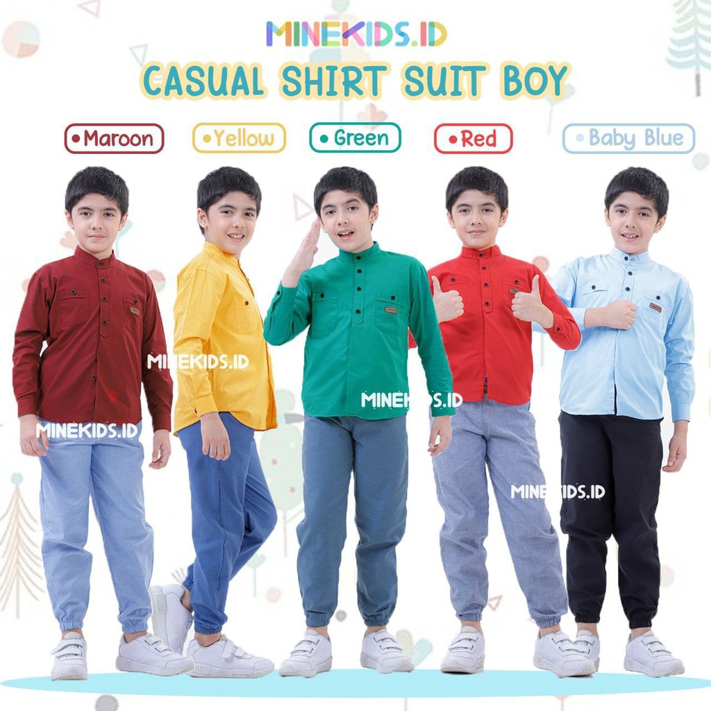 Setelan Kemeja Anak Cowok Casual Shirt Suit Minekids.id
